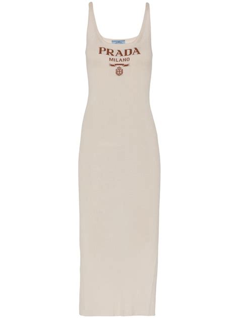 prada logo-intarsia silk midi dress|Black Long Silk Knit Dress .